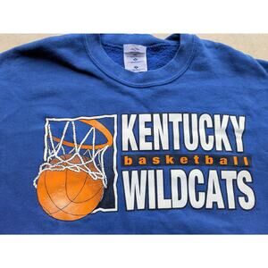 Kentucky Wildcats BASKETBALL 90s JERZEES sweatshirt crew L blue NCAA Madness vtg